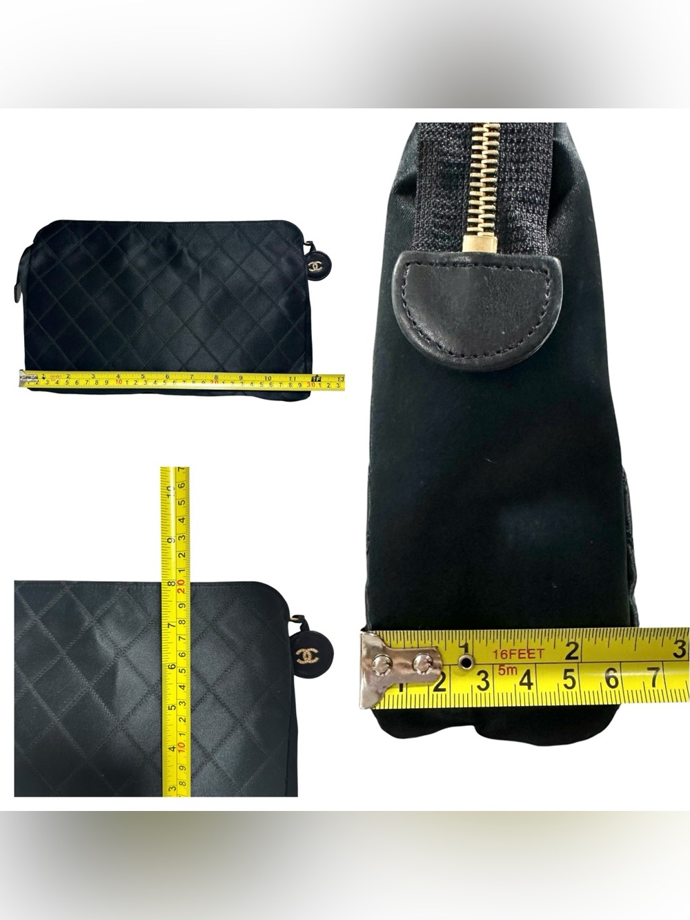 Chanel Black Quilted Satin & Leather O Case Evening Clutch Bag with Crystals - Picture 14 of 16